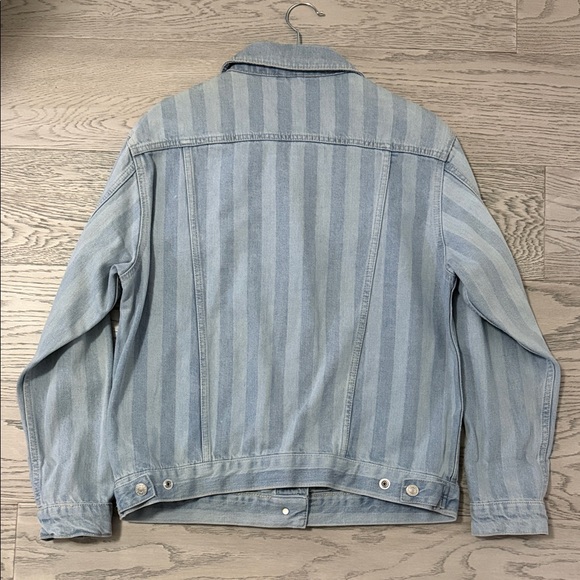Topshop Light Blue Striped Denim Jacket - Picture 3 of 8